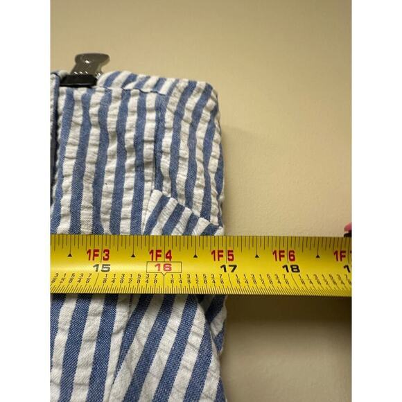 Seersucker Blue White Chevron Striped Strapless Smocked Mini Dress Size 2X Plus - Picture 12 of 13